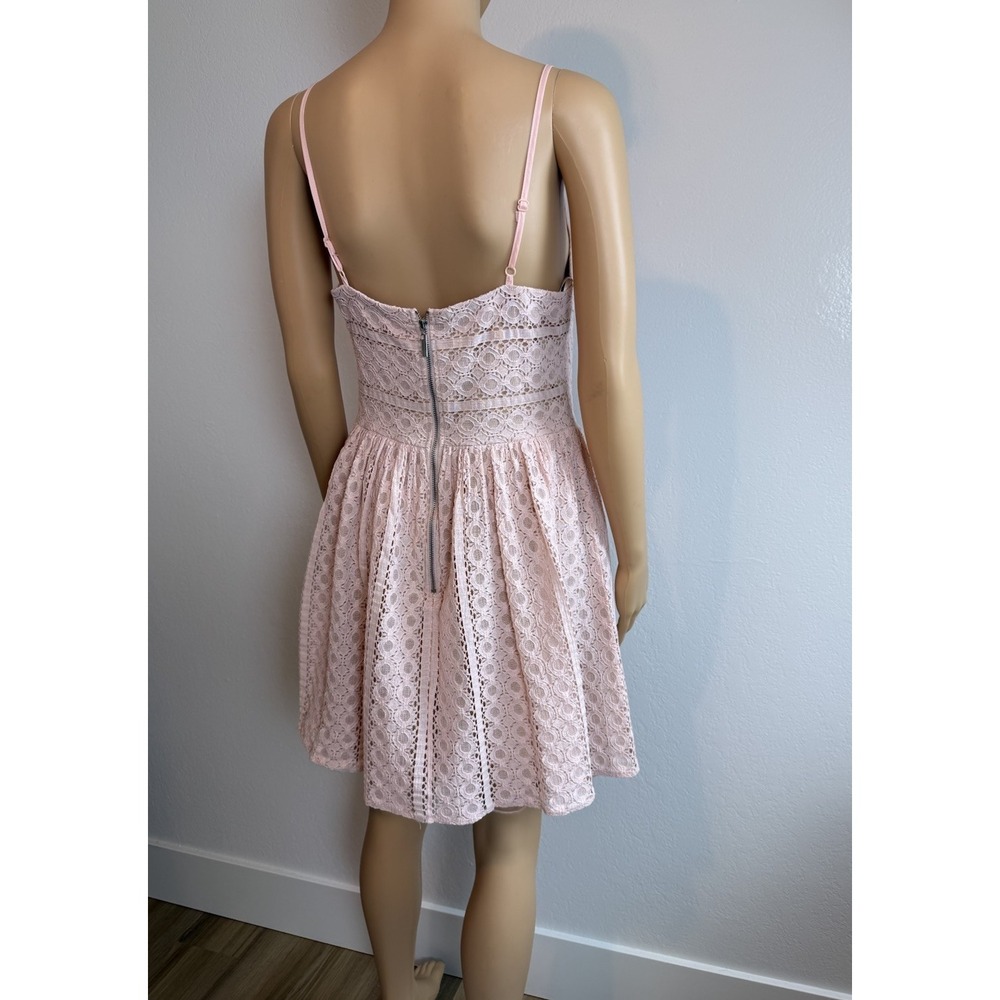 Vintage Y2K City Triangles Pink Lace Ladder Trim Spaghetti Strap Dress Size 9 - Picture 7 of 13